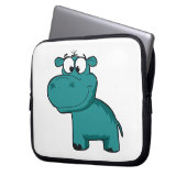 Blaues glückliches Flusspferd Laptopschutzhülle (Vorderseite Links)
