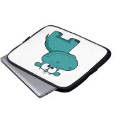 Blaues glückliches Flusspferd Laptopschutzhülle (Vorne Knopf)