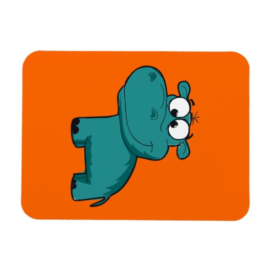 Blaues glückliches Flusspferd Magnet (Horizontal)