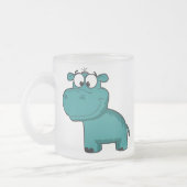 Blaues glückliches Flusspferd Mattglastasse (Links)