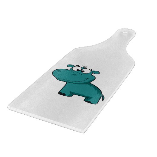 Blaues glückliches Flusspferd Schneidebrett (Ecke)