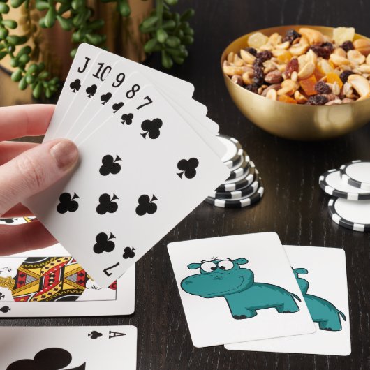 Blaues glückliches Flusspferd Spielkarten (In Situ)