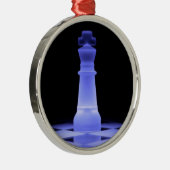 Blaues glühendes Stück König-Schach Silbernes Ornament (Rechts)