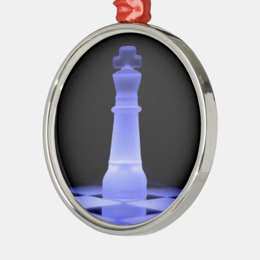Blaues glühendes Stück König-Schach Silbernes Ornament (Links)