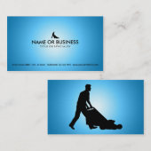 blaues Glühenrasenmähen Visitenkarte (Vorne/Hinten)