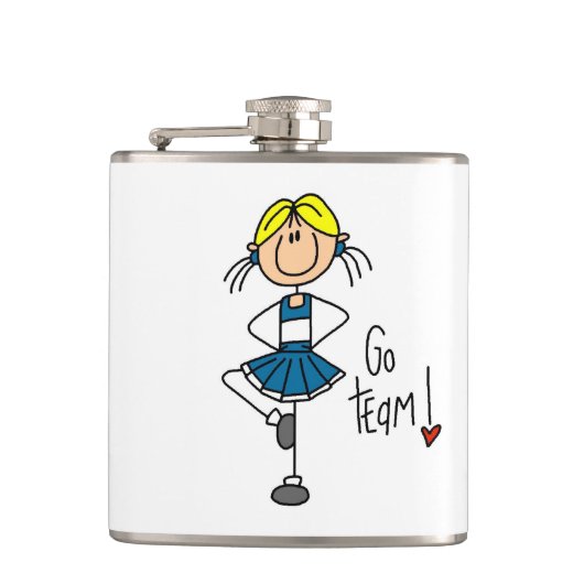 Blaues Go-Team-Cheerleader Flachmann (Vorderseite)