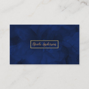 Blaues Gold Aquarell Blumen Glam Elegant Modern Visitenkarte