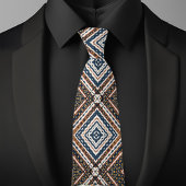 Blaues Gold Creme Rost Diamond Muster Krawatte