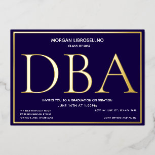 Blaues Gold DBA Abschlussfeier Folieneinladung