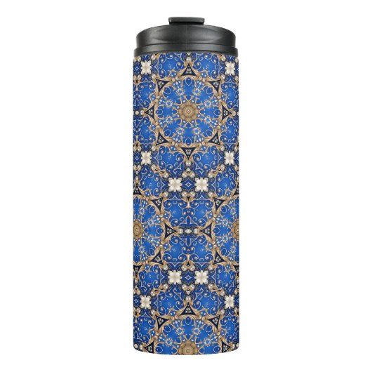 Blaues Gold Dekorativ Thermosbecher (Vorderseite)