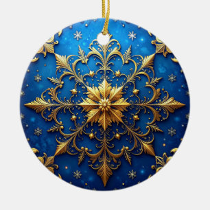 Blaues Gold Dekorativer Weihnachtsbaumschmuck Keramik Ornament