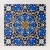 Blaues Gold Dekoratives Puzzle (Horizontal)