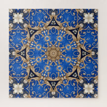 Blaues Gold Dekoratives Puzzle