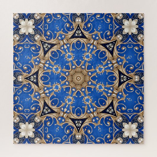 Blaues Gold Dekoratives Puzzle (Vertikal)