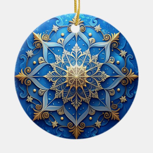 Blaues Gold Dekoratives Weihnachtsornament (Vorne)