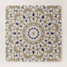 Blaues Gold Geometrisches Florales Puzzle