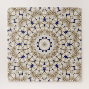 Blaues Gold Geometrisches Florales Puzzle