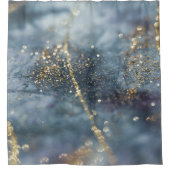 Blaues Gold Glitter Glam 1 Duschvorhang (Vorderseite)