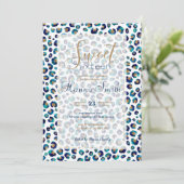 Blaues Gold Glitter Leopard Muster (Stehend Vorderseite)