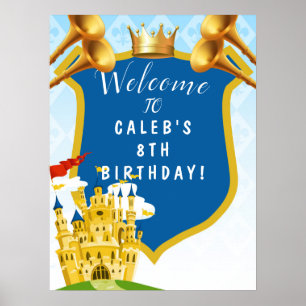 Blaues Gold Königlicher Prinz Schloss Geburtstagsp Poster