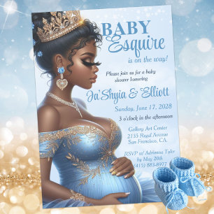 Blaues Gold Königliches Schwarz Baby-Shower für we Einladung