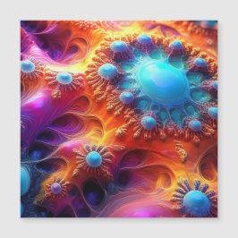 Blaues Gold & Lila Psychedelischer Fraktal Magnetkarte