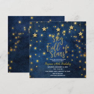Blaues Gold Nacht unter dem Himmel voller Sterne H Einladung