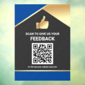 Blaues Gold QR-Code Kundenfeedback Bewertung Fensteraufkleber (Blatt 3)