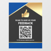 Blaues Gold QR-Code Kundenfeedback Bewertung Fensteraufkleber (Blatt)