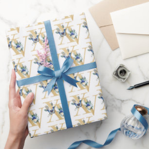 Blaues Gold Schmetterling Quinceañera Geschenkpapi Geschenkpapier