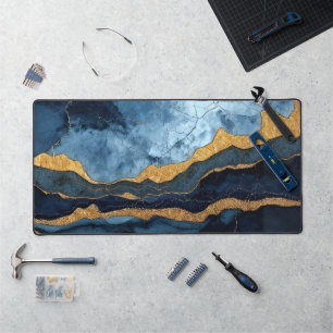 Blaues Gold Schreibtischunterlage