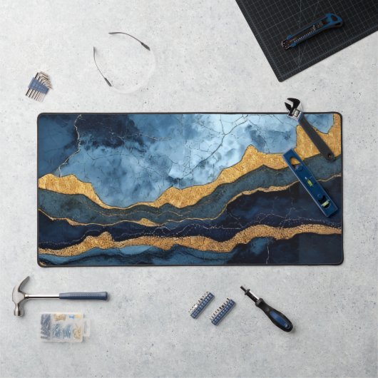 Blaues Gold Schreibtischunterlage (Arbeitsplatz)