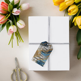 Blaues Gold und weißer Marmor Geschenkanhänger