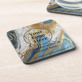 Blaues Gold und weißer Marmor Getränkeuntersetzer (Linke Seite)