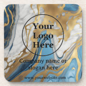 Blaues Gold und weißer Marmor Getränkeuntersetzer (Vorderseite)