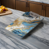 Blaues Gold und weißer Marmor Klemmbrett