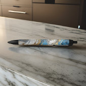 Blaues Gold und weißer Marmor Kugelschreiber