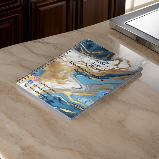 Blaues Gold und weißer Marmor Notizblock