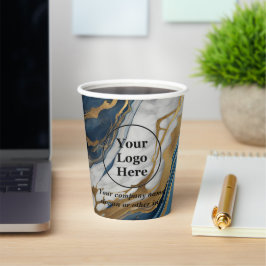 Blaues Gold und weißer Marmor Pappbecher