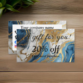 Blaues Gold und weißer Marmor Rabattkarte