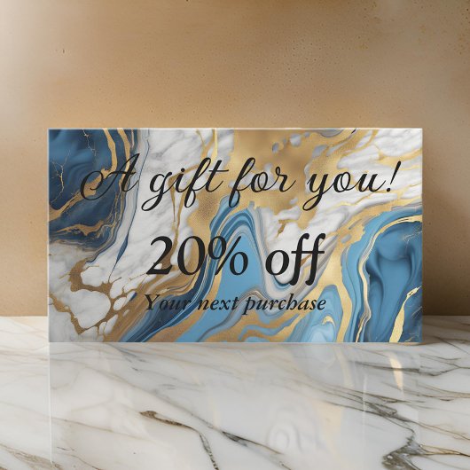 Blaues Gold und weißer Marmor Rabattkarte