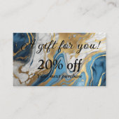 Blaues Gold und weißer Marmor Rabattkarte (Vorderseite)