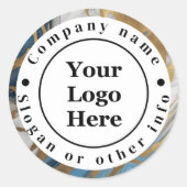 Blaues Gold und weißer Marmor Runder Aufkleber (Vorderseite)