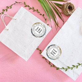 Blaues Gold und weißer Marmor Runder Aufkleber