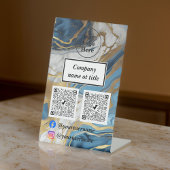 Blaues Gold und weißer Marmor Sockelschild