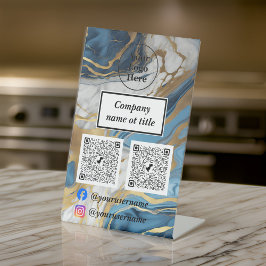 Blaues Gold und weißer Marmor Sockelschild