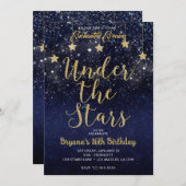 Blaues Gold unter den Sternen Starry Night Sweet 1 Einladung (Vorne/Hinten)
