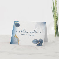 Blaues Gold Wasserfarbe Botanisches Geschäft Danke