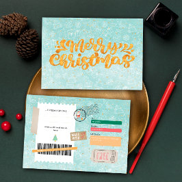 Blaues Gold Weihnachtsmuster Ticket Geschenkgutsch