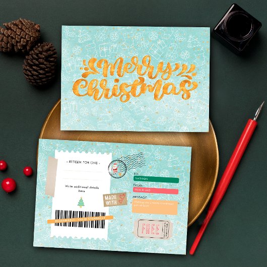 Blaues Gold Weihnachtsmuster Ticket Geschenkgutsch